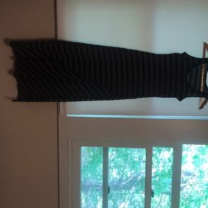 Grey and black striped maxi dress